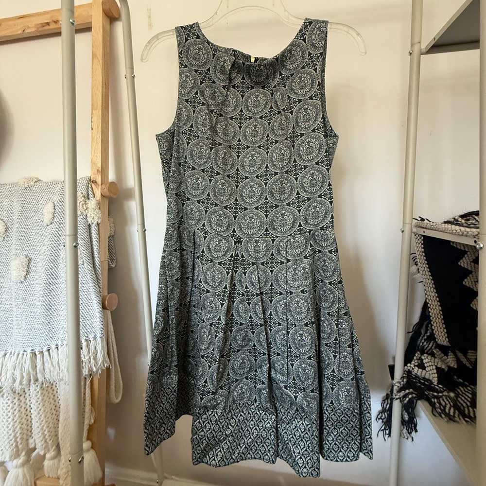 Black and white cotton fit and flare dress